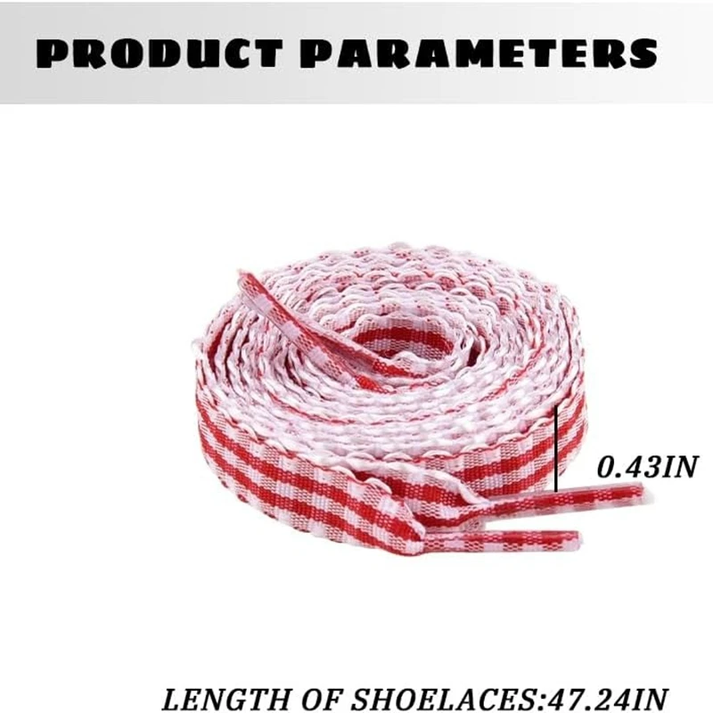 1組の新品靴ひも、スニーカー用チェック柄フラット靴ひも、格子 - Lace Replacement Flat のレビューと価格